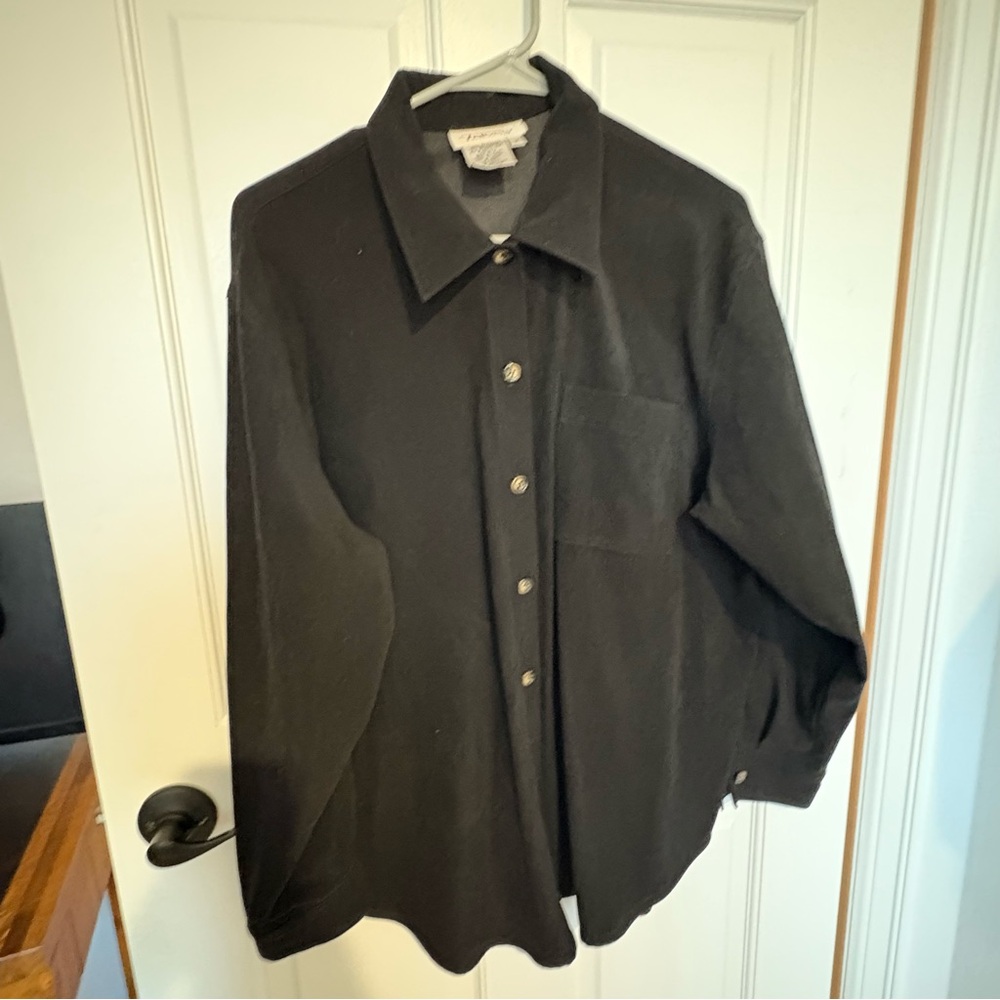 Talbots vintage black Thin light Jacket button down long sleeve shirt men’s Med